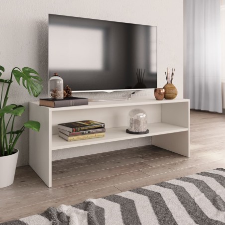Meuble TV Blanc 100x40x40 cm Bois d’ingénierie 614070614070
