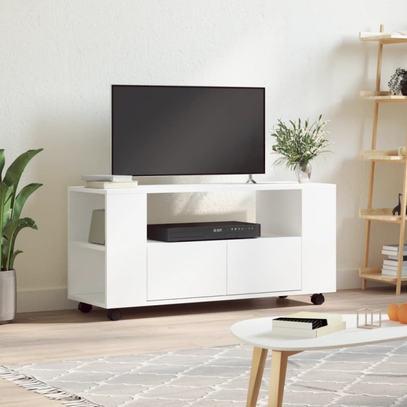 Meuble TV blanc 102x34,5x43 cm bois d'ingénierie 614072614072
