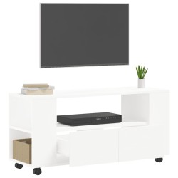 Meuble TV blanc 102x34,5x43 cm bois d'ingénierie 614072614072