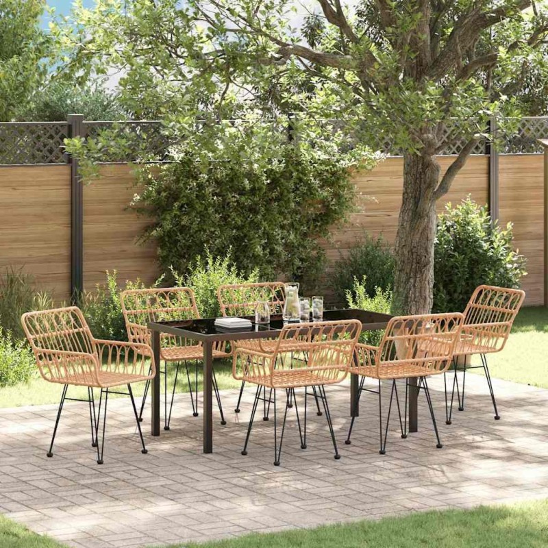 Ensemble de salle à manger pour jardin 7 pcs Marron 614074614074