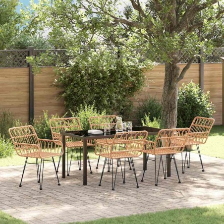 Ensemble de salle à manger pour jardin 7 pcs Marron 614074614074