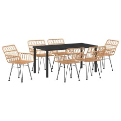Ensemble de salle à manger pour jardin 7 pcs Marron 614074614074