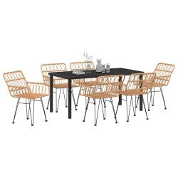 Ensemble de salle à manger pour jardin 7 pcs Marron 614074614074