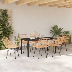Ensemble de salle à manger pour jardin 7 pcs Marron 614074614074