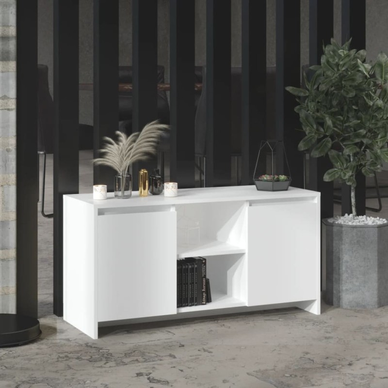 Meuble TV Blanc 102x37,5x52,5 cm Bois d'ingénierie 614076614076