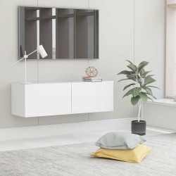 Meuble TV Blanc 100x30x30 cm Bois d’ingénierie 614077614077