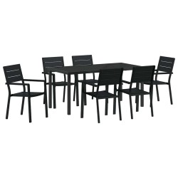 Ensemble de salle à manger pour jardin 7 pcs Noir 614084614084