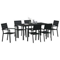 Ensemble de salle à manger pour jardin 7 pcs Noir 614084614084