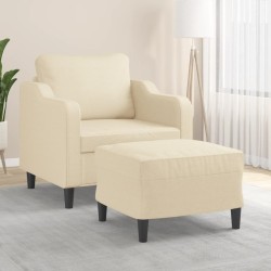 Fauteuil avec repose-pied Crème 60 cm Tissu 614086614086