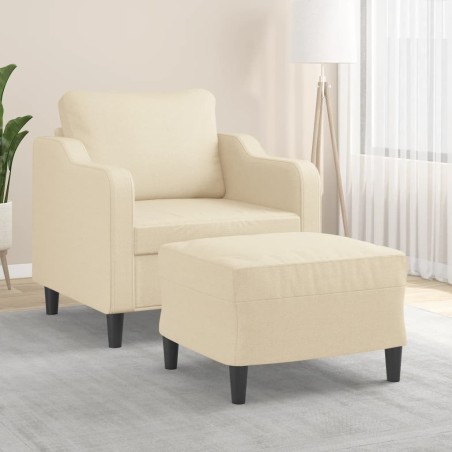 Fauteuil avec repose-pied Crème 60 cm Tissu 614086614086