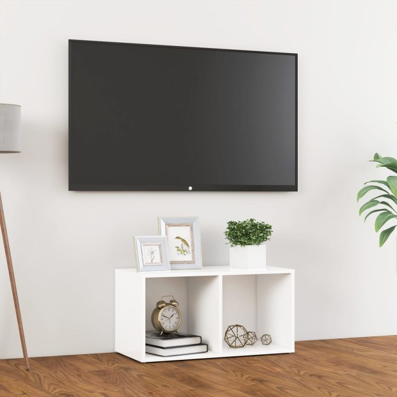 Meuble TV blanc 72x35x36,5 cm bois d’ingénierie 614088614088