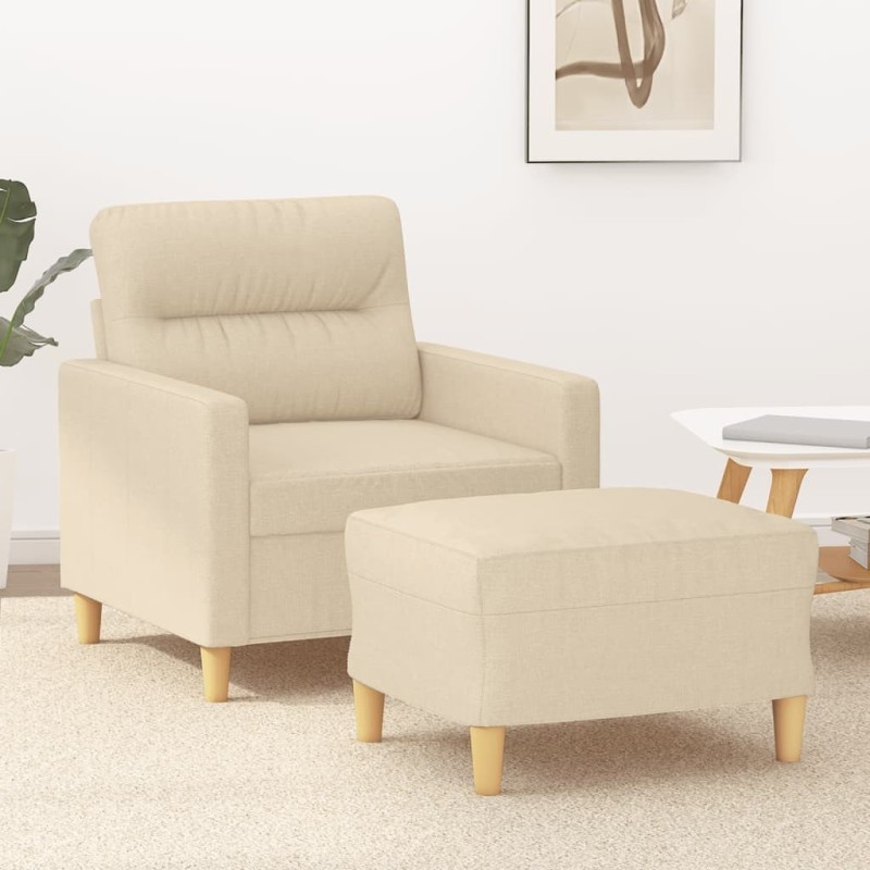 Fauteuil avec repose-pied Crème 60 cm Tissu 614089614089