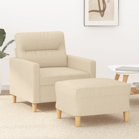 Fauteuil avec repose-pied Crème 60 cm Tissu 614089614089