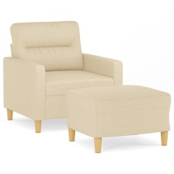 Fauteuil avec repose-pied Crème 60 cm Tissu 614089614089