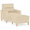 Fauteuil avec repose-pied Crème 60 cm Tissu 614089614089