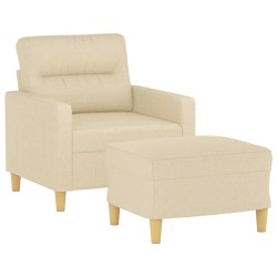Fauteuil avec repose-pied Crème 60 cm Tissu 614089614089