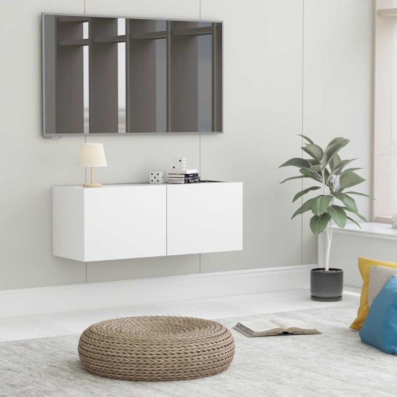Meuble TV Blanc 80x30x30 cm Bois d'ingénierie 614090614090