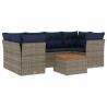 Salon de jardin 7 pcs avec coussins gris résine tressée 614093614093
