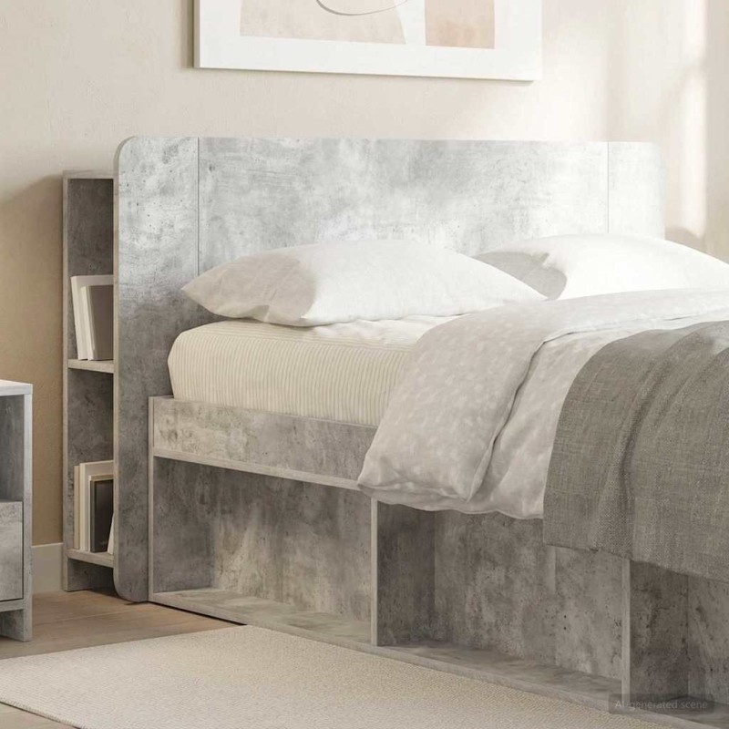 Cabinet de Tête de Lit Gris béton Bois d'ingénierie 614109614109