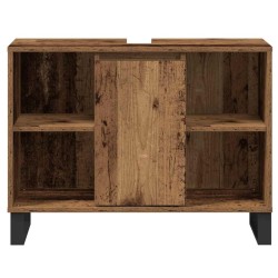 Cabinet de salle de bain avec porte Bois Ancien 80 x 33 x 60 cm 614116614116