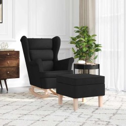 Chaise à bascule avec repose-pied Noir Tissu 614119614119