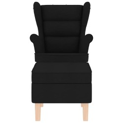Chaise à bascule avec repose-pied Noir Tissu 614119614119