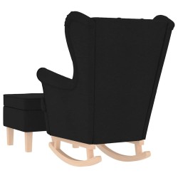Chaise à bascule avec repose-pied Noir Tissu 614119614119