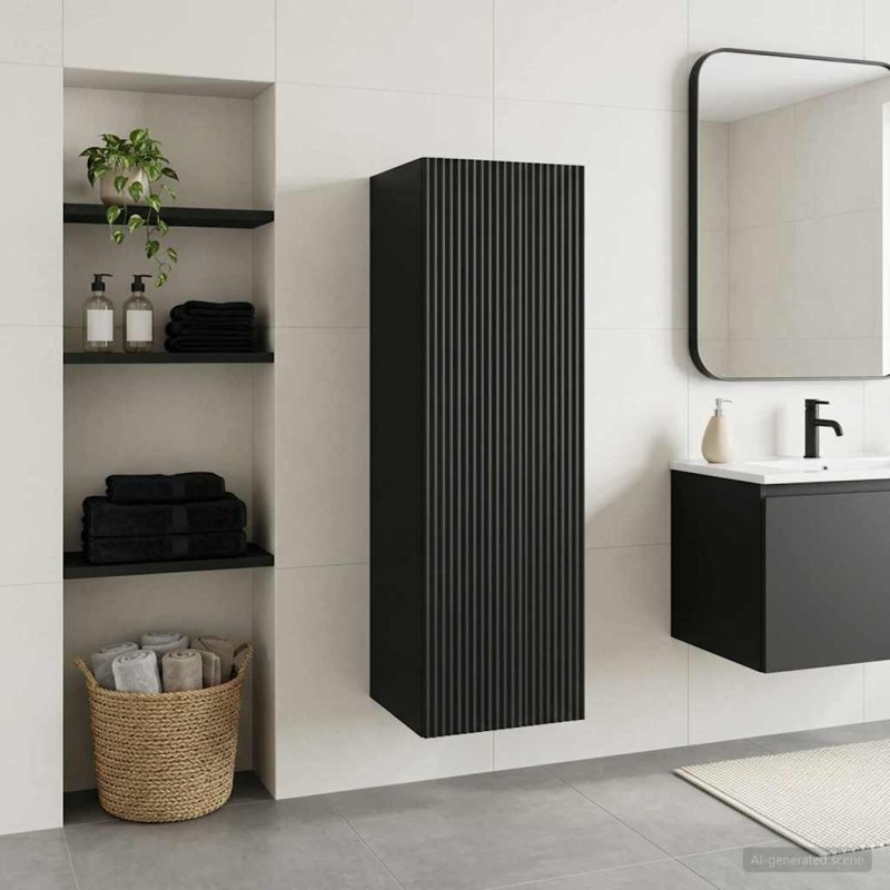 Cabinet de Salle de Bain Mural Noir 33 x 34,5 x 60 cm 614121614121