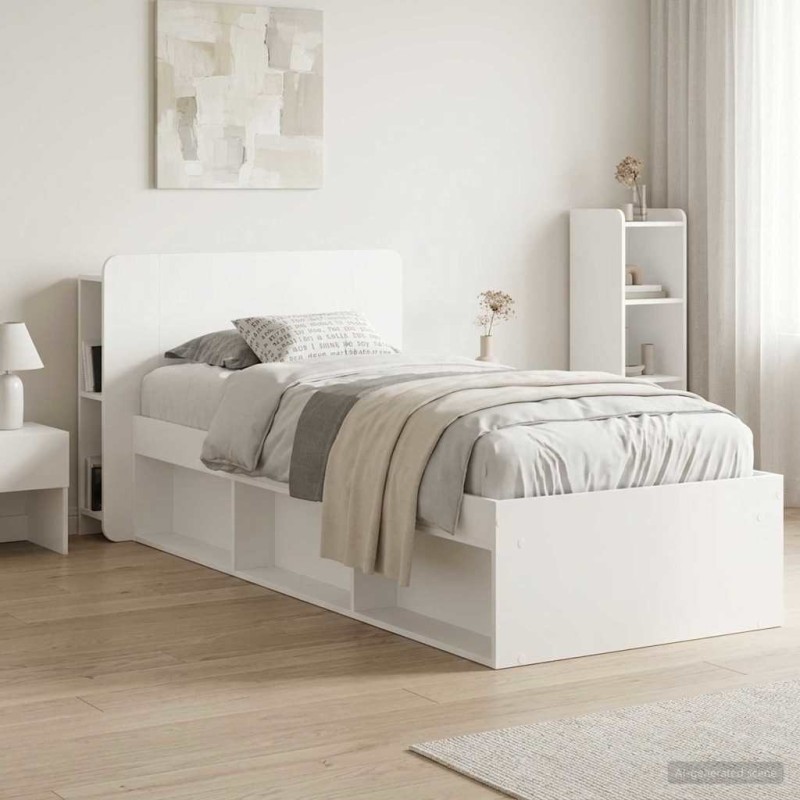 Cabinet de Tête de Lit avec stockage Blanc Bois d'ingénierie 614122614122