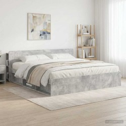 Cabinet de Tête de Lit Gris béton Bois d'ingénierie 614125614125