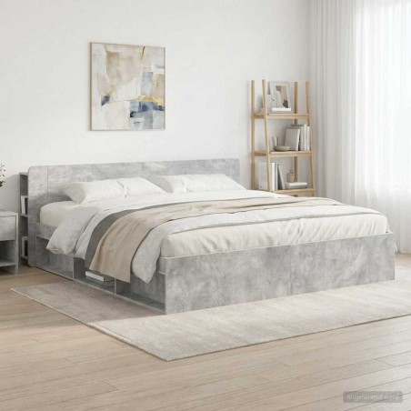 Cabinet de Tête de Lit Gris béton Bois d'ingénierie 614125614125