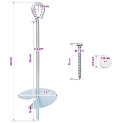 Ancre de terre 6 pcs Argenté Ø10 x 30 cm Métal galvanisé 614134614134