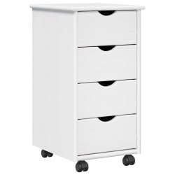 Cabinet roulant Blanc 34 x 39 x 65,5 cm Bois de Pin Massif 614135614135