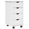 Cabinet roulant Blanc 34 x 39 x 65,5 cm Bois de Pin Massif 614135614135