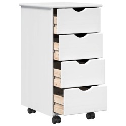 Cabinet roulant Blanc 34 x 39 x 65,5 cm Bois de Pin Massif 614135614135