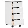 Cabinet roulant Blanc 34 x 39 x 65,5 cm Bois de Pin Massif 614135614135