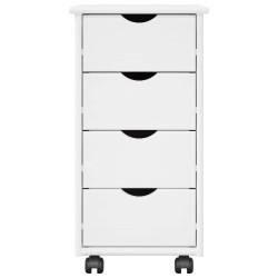 Cabinet roulant Blanc 34 x 39 x 65,5 cm Bois de Pin Massif 614135614135