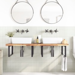 Étagère de vasque murale acier et bois massif d'acacia 614137614137