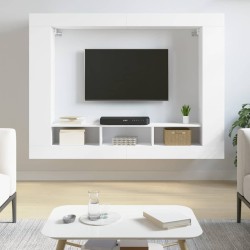 Meuble TV blanc 152x22x113 cm bois d'ingénierie 614142614142