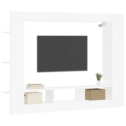 Meuble TV blanc 152x22x113 cm bois d'ingénierie 614142614142