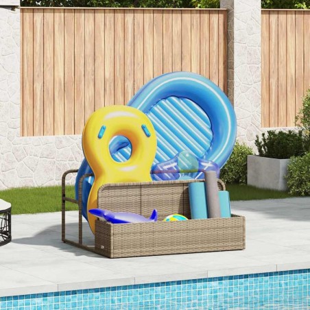 Rangement pour matelas gonflables de piscine beige 110 x 100 x 57 cm résine tressée 614144614144