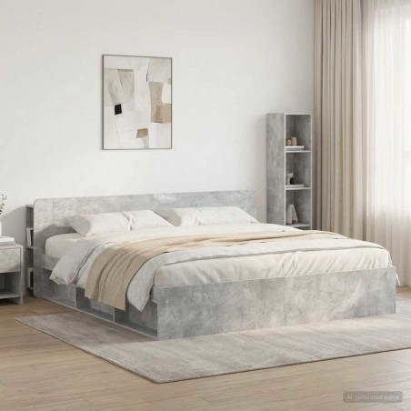 Cabinet de Tête de Lit Gris béton Bois d'ingénierie 614145614145