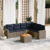 Salon de jardin 7 pcs avec coussins gris résine tressée 614161614161