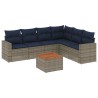 Salon de jardin 7 pcs avec coussins gris résine tressée 614161614161