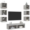 Unités murales TV avec LED 8 pcs gris sonoma bois d'ingénierie 614162614162