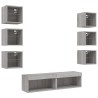 Unités murales TV avec LED 8 pcs gris sonoma bois d'ingénierie 614162614162