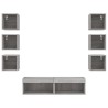 Unités murales TV avec LED 8 pcs gris sonoma bois d'ingénierie 614162614162