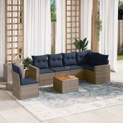 Salon de jardin 7 pcs avec coussins gris résine tressée 614172614172