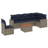 Salon de jardin 7 pcs avec coussins gris résine tressée 614172614172