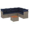 Salon de jardin 7 pcs avec coussins gris résine tressée 614173614173